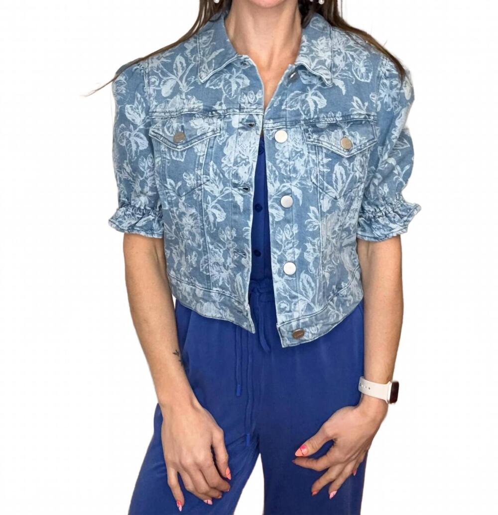 NEW RISEN mylie half sleeve denim jacket in medium wash